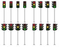 Traffic light collection, set of 16, vector illustration