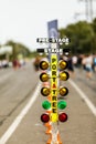 Traffic light for drag racing. Royalty Free Stock Photo
