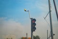 a traffic light equipped with a CCTV camera Royalty Free Stock Photo