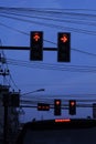 Traffic light on evening road