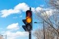 Traffic light in front of the sky in Montreal downtown Royalty Free Stock Photo