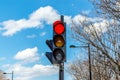 Traffic light in front of the sky in Montreal downtown Royalty Free Stock Photo