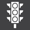 Traffic light glyph icon, stoplight and navigation