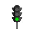 Traffic light with green signal isolated on white background