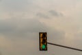 Traffic light on green, sky as copyspace Royalty Free Stock Photo