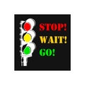 Traffic light hand drawn outline icon. Stop, wait, go. City traffic regulation and safety concept. Vector sketch illustration for