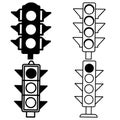 Traffic Light Icon Set - Black and White Royalty Free Stock Photo