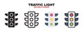 Traffic Light icon set with different styles Royalty Free Stock Photo