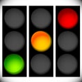 Traffic light icons isolated on white. Green, yellow, red light