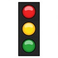 Traffic light illustration with three vertically aligned circular lights in a black rectangular housing. Royalty Free Stock Photo