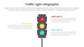 traffic light infographic template banner with vertical stack information on center base with 3 point list information for slide Royalty Free Stock Photo
