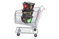 Traffic light inside shopping cart, 3D rendering