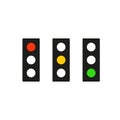 Traffic light interface icons. Red, yellow and green