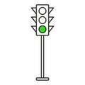 Traffic light interface icons. Red, yellow and green stop, go and wait. Royalty Free Stock Photo