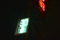 Traffic light at the intersection at night for pedestrians and cars