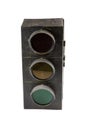 Traffic light isolated ancient old vintage on white background Royalty Free Stock Photo