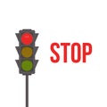 Traffic light isolated icon. Red lights, stop signal of traffic light vector illustration on white background. Road Royalty Free Stock Photo