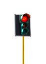 Traffic light isolated on white background is lit red Royalty Free Stock Photo