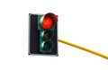 Traffic light isolated on white background is lit red Royalty Free Stock Photo