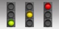 Traffic light with led lamps, green, yellow or red