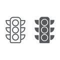 Traffic light line and glyph icon, regulation and traffic, stoplight sign, vector graphics, a linear pattern on a white