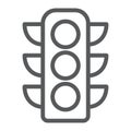 Traffic light line icon, regulation and traffic, stoplight sign, vector graphics, a linear pattern on a white background