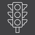 Traffic light line icon, stoplight and navigation