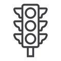 Traffic light line icon, stoplight and navigation