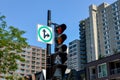 Traffic light in Montreal downtown Royalty Free Stock Photo