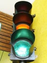 Traffic light object detail colored pedestrian Sao Paulo Brazil