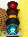 Traffic light object detail colored pedestrian Sao Paulo Brazil