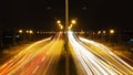 Traffic light in the outer city,light trace,speed light background.