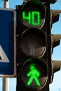 traffic light for pedestrians, shining green Royalty Free Stock Photo