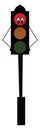 An angry cartoon traffic red light mounted on a black-colored post vector or color illustration Royalty Free Stock Photo