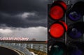 Traffic light on race track Royalty Free Stock Photo