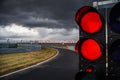 Traffic light on race track Royalty Free Stock Photo