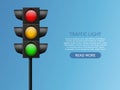 Traffic light. Realistic led lights red, yellow and green, crosswalk safety, control accidents, signals street