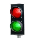 Traffic light with red and green signals on white background Royalty Free Stock Photo
