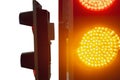 Traffic light with red prohibition signal on a white background. Isolated over white background