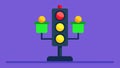 A traffic light with the red light representing personal life the yellow light representing responsibilities and the