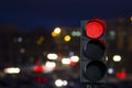 Traffic light red signal night Royalty Free Stock Photo