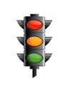Traffic light with red, yellow and green color. Flat vector illustration isolated on white background Royalty Free Stock Photo