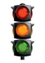 Traffic light with red, yellow and green color. Flat vector illustration isolated on white background Royalty Free Stock Photo