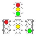 Traffic light. Ref, yellow and green lights.