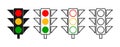 Traffic light. Road stoplight. Line icons. Red, yellow, green signals for safety on road. Stop and go. Traffic lamps on street for Royalty Free Stock Photo