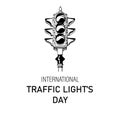 Traffic light semaphore hand drawn outline icon. International Traffic Light`s Day. Safety concept. Vector sketch illustration fo