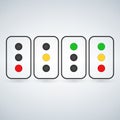 traffic light set or light indicators. traffic lamps, semaphores, green, red, yellow. Vector illustration isolated on modern backg
