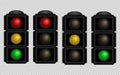 Traffic light. Set of traffic lights with red, yellow and green color on a transparent background. Isolated vector Royalty Free Stock Photo