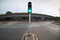 Traffic light showing green light at intersection