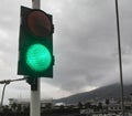Traffic light shows green signal on a bridge